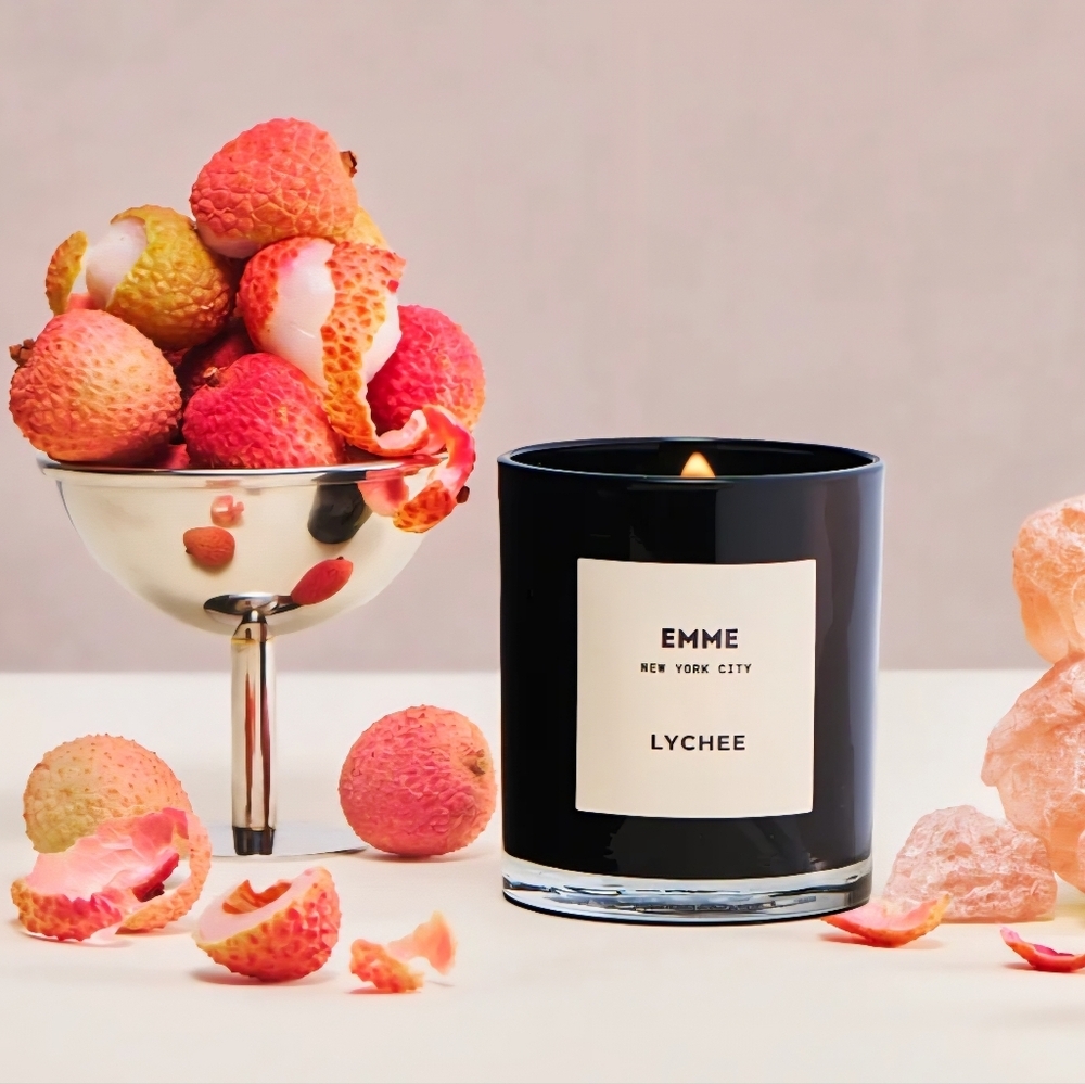 2 EMME Lychee – Candle Jar, Retail Price $76.00 USD